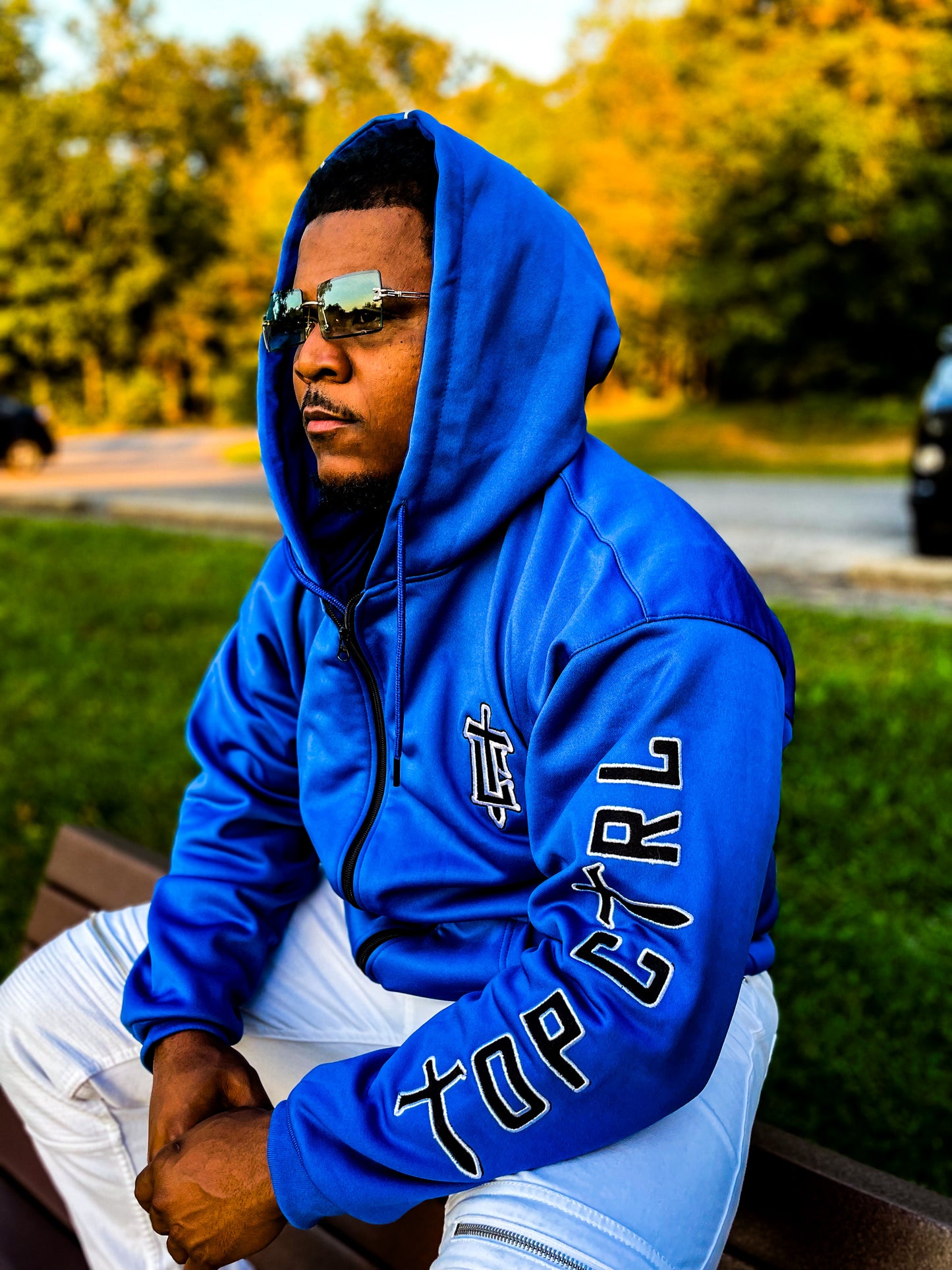 TOP CTRL Zip-Up Hoodie - Blue / Black / White