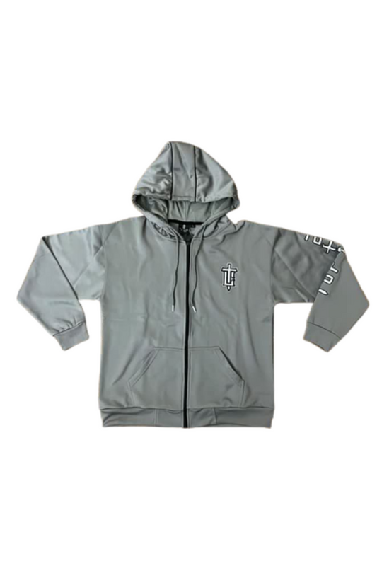 TOP CTRL Sudadera con capucha y cremallera unisex - Gris / Blanco / Negro