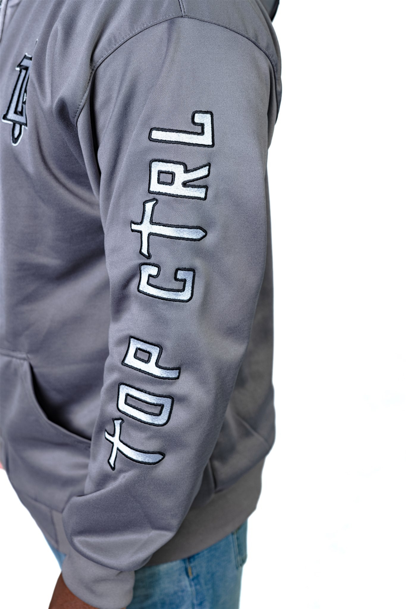 TOP CTRL Sudadera con capucha y cremallera unisex - Gris / Blanco / Negro