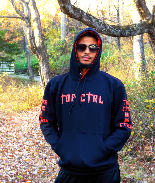 (Unisex) TOP CTRL Pullover Hoodie - Black / Red