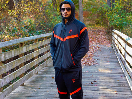 (Unisex) TOP CTRL Hooded Tracksuit - Black / Red