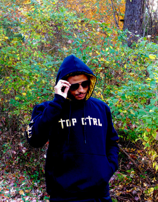 (Unisex) TOP CTRL Pullover Hoodie - Black / Gold